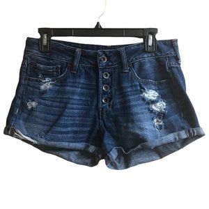 Abercrombie & Fitch Denim Jean Shorts Women Size 27 Button Front Distressed